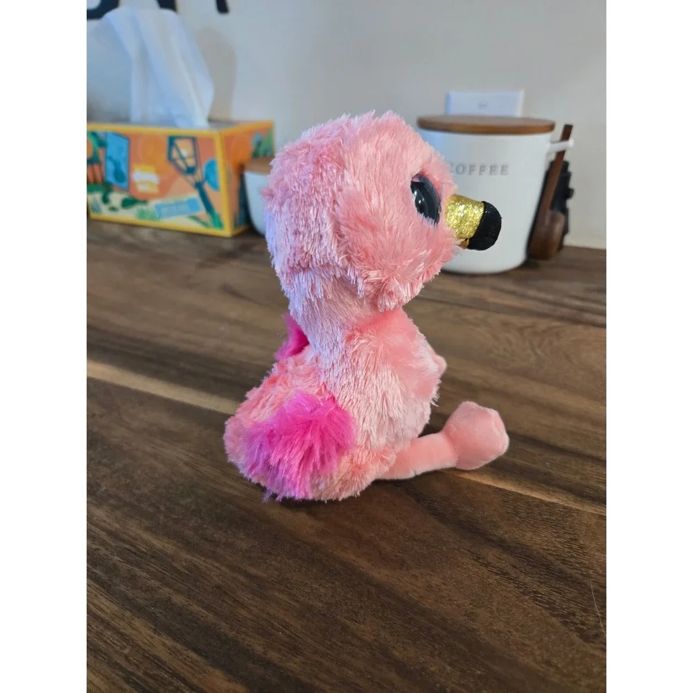 Ty Beanie Boos Gilda the Flamingo Pink Plush Stuffed Animal Glitter Eyes 6 inch